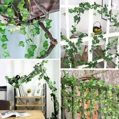 Go Hooked Artificial Hanging Creeper for Home Décor (Pack of 8, 6 Ft) | Money Plant Leaf Garland with 30 Leaves Each | Plastic Decorative Creeper for Balcony, Walls, Garden Decoration
