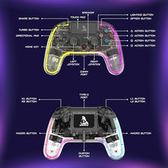 TAG Gamerz GWL2000 Wireless+Bluetooth+Wired Gamepad For PS3/PS4/PC/Android/iOS, Hall Effect Trigger & Joystick, Game Controller With 2 Macro, Turbo Mode, Upto 16 Hours Gaming, RGB Joypad