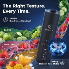Kilig Vortex Blitz Portable Blender, Sip-Ready Jar Design, 470ml BPA-Free, USB-C Rechargeable, 3 Modes (Blend, Smoothie, Crush), 6 Blade system