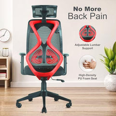 ASTRIDE Ergofit ISI Certified Ergonomic Office Chair for Work | 2D Headrest, Adjustable Arms & Lumbar Support | Single Lock Mechanism DIY [Grey-White]