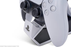 PowerA Twin Charging Station For PS5 Dualsense & Dualsense Edge Wireless Controllers,AC Adaptor Included,With LED Indicator,Vertical Dual Controller Fast Charging Dock (Officially Licensed),White