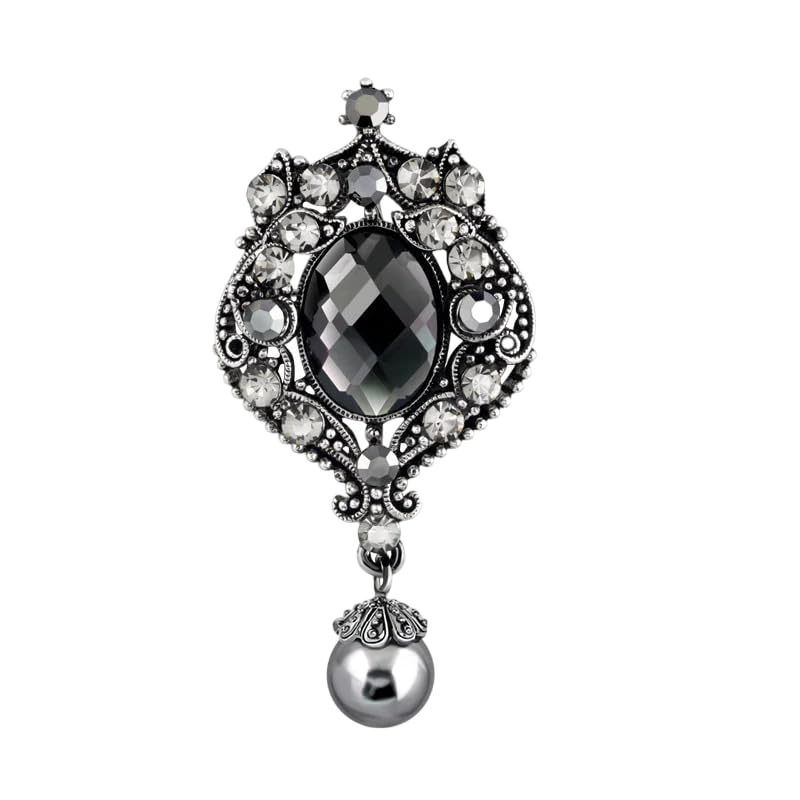 SYGA Brooch Pin Fashion Crystal Gray Rhinestone Jewellery Pin Vintage Clothing Accessories Decoration Versatile design Brooches For Women- S66
