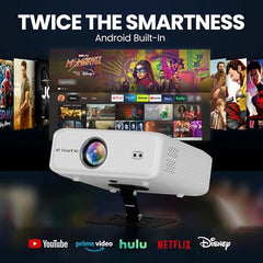E GATE Atom 3X Projector 4k Ultra HD, Automatic Keystone & Precise Focus, 1080p Native | Rotatable Design | Android 14, Netflix Prime 11,000 Lumens, HDMI-ARC WiFi-6 BT, for Home use Egate