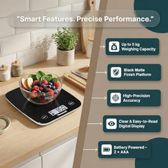 Themisto TH-WS20 Digital Kitchen Weighing Scale Stainless Steel (5Kg)
