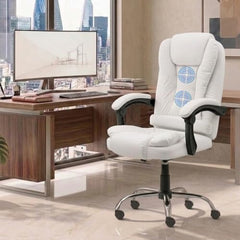 Casa Haus Italia Premium Leatherette Office Chair for Work | Boss Chair, Ergonomic Executive, Luxurious Cushioned Arms & Seat, 2 Point Back Massager, Heavy Duty Metal Base (Burgundy)