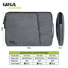 Gizga Essentials Laptop Bag Sleeve Case Cover Pouch for 15.6 Inch Laptop for Men & Women, Padded Laptop Compartment, Free Accessories Pouch, Premium Zipper Closure, Water Repellent Nylon Fabric, Grey