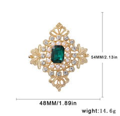 SYGA Brooch Pin Fashion Crystal Rhinestone Jewellery Pin Vintage Clothing Accessories Decoration Green Diamond Brooches For Women- S214