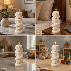 Decorative Fragrance Candle with Raised 3D Ivory Swirl Pillar Artwork | Long Burning Scented Candle for Home Décor, Living Room, Bedroom, Meditation Space, Table Decoration & Gift