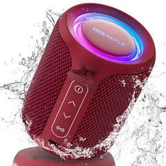 Deeyaple Portable Bluetooth Speaker, IP67 Waterproof Mini Bluetooth Speaker Wireless V5.3 with Stereo Sound,All Day,TWS Pairing,LED Light,Gift for him/her (Red)