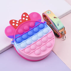 SYGA Children Pop It Fidget Minnie Dot Silicone Bag Kids Push Popper Educational Decompression Bubble Shoulder Bag (Color 1)