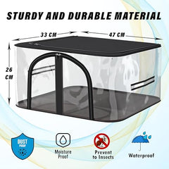 Kuber Industries Pack of 3 PVC Transparent Underbed Storage Bag | Multi-Purpose Garments Bag for Clothes-Toy | Wardrobe Bag with Handle | U Zip | Black