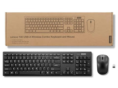 Lenovo 100 Wireless Keyboard and Mouse Set, Ambidextrous 1000 DPI Mouse Optical Sensor, upto 3M clicks, Ultra slim water resistant keyboard, 2.4 GHz Wireless Nano USB, upto 1yr battery life GX30L66303