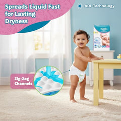 Amazon Brand - Supples Premium Baby Diaper Pants | 108 Baby Diapers | XL | 12-17 Kg | 12 Hrs Absorption | Cushiony Cotton Soft Fabric | Phthalates-Free | Triple Leak Guard | 54 Count, Pack of 2
