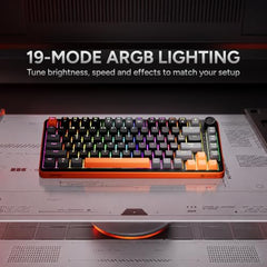 KARNAGE Sentinel 82 Wired RGB Mechanical Keyboard | 81 Keys | Aluminum Rotary Knob | 5-Pin Hot-Swap | OUTEMU Red Switches | 19 ARGB Lighting Modes | Full NKRO | Detachable USB Type-C Cable |White