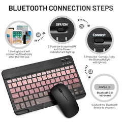 Bluetooth Keyboard and Mouse Combo Rechargeable Portable Wireless Keyboard Mouse Set for Apple iPad iPhone iOS 13 and Above Samsung Tablet Phone Smartphone Android Windows (Gradient White Purple)