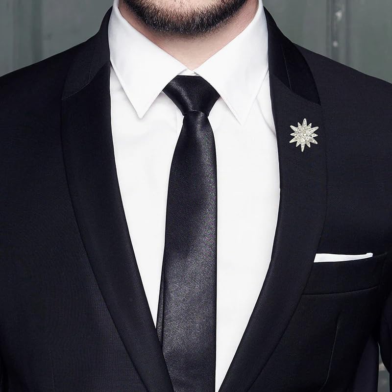 SYGA Men's Suit Chest Brooch Fashionable Rhinestone Decoration Diamond Clothing Accessories Silver six-pointed star