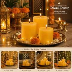Pure Source India Paraffin Wax Scented Pillar Candles for Home Decor Smokeless & Dripless Candle (Rose - Red) Set of 3.