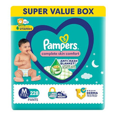 Pampers Complete Skin Comfort Pants, X-Large (XL), 168 Count, Anti-rash blanket, Lotion with Vitamin E & Aloe Vera, 12-17kg