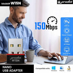 Prodot USB WiFi Adapter I 150 Mbps 2.4GHz I Nano Size WiFi Dongle I Driver Free Wireless Network Adapter for Desktop PC Laptop, Support Windows 11, 10, 8.1, 8, 7, XP, Pack of 02