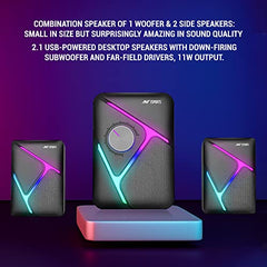 Ant Esports GS170 Gaming Speaker for PC, Stereo 2.0 USB Powered Desktop Speaker with 3.5 mm Aux-in, in-line Volume Control, RGB LED Lights Mini Multimedia Speakers for PC, Laptop, Tablet, Cellphone