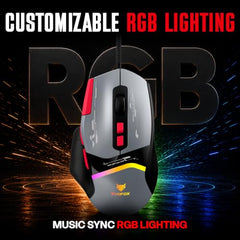 EvoFox Blaze 2 Plus Wired Gaming Mouse, 16,000 DPI, 1000Hz Polling Rate, 8 Programmable Buttons, RGB Lighting, Lightweight 98g, 220 IPS, 30G Acceleration, Windows & Mac Web Customization App