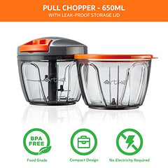 Artikel Manual Chopper & Blender with Storage Lid | Chops Vegetables, Nuts & Fruits | Blends Flour | Egg Beater | Meat Mincer | Large - 900 ml + Vegetable Peeler (Combo Pack)