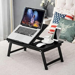 Dream Arts Shoppee Laptop Table Adjustable Foldable with one Drawer (Black)