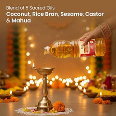 Om Shanthi POOJA MADE PURE Cycle Pure Om Shanthi Puja Oil, Blend Of 5 Puja Oils With Jasmine Fragrance for Daily Puja, Festivals - Pack Of 2 (1 litre per Pack)