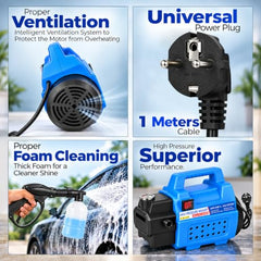 COSS MAX CM200HD High Pressure Washer for Car, Bike, Home & Garden Cleaning, 3800W Induction Motor, 200 Bar, 10 L/Min Flow, 7M Hose, Portable Car Washing Machine with Spray Gun