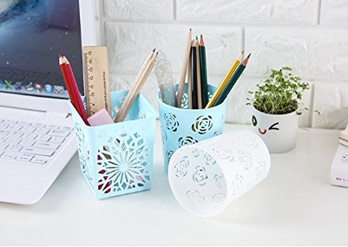 SYGA 4 Pieces Plastic Round Shape Storage Pen Holder_White