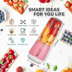 VANSHORA Portable Juicer Blender With Shaker Bottle And Safety Sensor | USB Rechargeable 6 Blade Mini Blender For Fruits Protein Shake Gym Travel