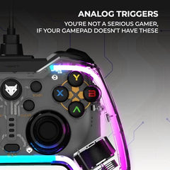EvoFox Elite S Advanced Wired Gaming Controller for PC, 1000Hz Polling Rate, Hall Effect Joysticks, Programmable Macro Buttons, Sniper Mode & Turbo Mode, Dual Vibration, RGB Lighting, 1.8m Cable, Grey