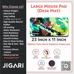 JIGARI Extended Anime Large Mouse Pad (11 x 23 Inch) | Gaming Mousepad for Laptop, Desktop & Keyboard | Smooth Surface | Anti-Slip Rubber Base (Zoro - Sword Master - One Piece (P08))