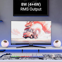 ZEBRONICS Blues 2.0 Computer Speakers, 8 Watts, 45° Elevated Drivers, Dual Passive Radiators, USB Powered, AUX, Volume Control Knob, RGB LED, for Laptops & Desktop (Black)