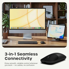 SATECHI Slim EX Wireless Mouse, Bluetooth & 2.4 GHz, Quiet Clicks, Silver