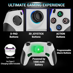 Ant Esports SUPRENOVA RGB 3-Mode Wireless Gaming Controller,1000Hz HallSense Precision Joysticks,BT,2.4GHz & Wired,Macros,Touchpad,Fast Type-C Charging, PS4, Mobile, Android TV, PC & Console Gaming