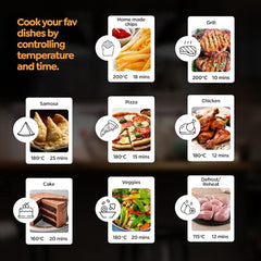 Prestige Nutrifry 4.5L Digital Air Fryer| 80% less Oil Consumption | 8 Preset Menu | Fry, Grill, Roast, Bake, Reheat | Digital Display | 1200 Watts | Easy to Clean | 1Y Warranty | ISI Certified