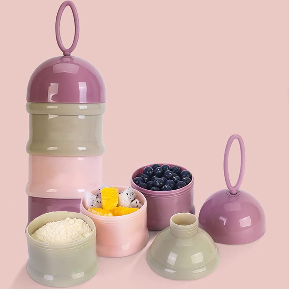 SYGA 3 Layer Cute Bear Portable Baby Food Milk Powder Storage Box Bottle Container_Purple (Design May Very)