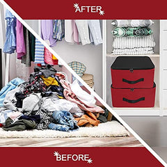 Storite 2 Pack Nylon Wardrobe Bag Underbed Cloth Storage Organizer | Moisture Proof Storage Bag, Storage box for Clothes Saree Bags, Zippered Closure & Handle - Magenta,37x34x23 cm