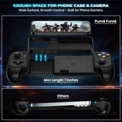 PunnkFunnk Gaming Controller Lite Wireless Bluetooth Gamepad for Android, iOS, PC & Smart TV with Turbo Function, Ergonomic Grip, Rechargeable Battery (X1 Pro Wired)