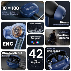 Wireless Bluetooth Earbuds with ENC Noise Cancellation, 40H Playtime, Fast Charging Case, IPX5 Waterproof, Touch Control, Deep Bass Stereo Earphones for Android & iOS