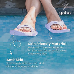 Yoho Drizzle Soft Slippers for Women, Mild Acupressure, Lightweight, Anti Skid & Slip, Diabetic Footwear for Woman, Home Wear Bathroom Chappal for ladies | Waterproof Monsoon & Rainy Footwear | Pastel Lavender - UK 5