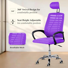 Casa Copenhagen Mesh Mid Back Office/Study/Computer/Revolving/Desk Chair for Work from Home -Metal Base, Height Adjustable Seat - Grey Milange & Black Handle