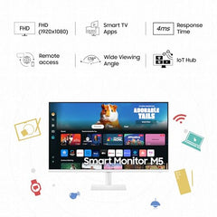 Samsung 27" M5 Smart Monitor with Smart TV Experience (Smartchoice) |FHD 1920 x 1080| Screen Mirroring | IPS Pane l TV Plus| Speakers | Adaptive Sound | Wi-Fi | HDMI |Bluetooth| LS27FM500EWXXL | Black