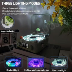 Aureo Vintage Bluetooth Speaker | The Waves Portable Player with Adjustable Lighting & Clock for Bedroom, Party, and Home (Blue)