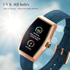 Titan Valerie Aura Smart Watch for Women with 1.47” AMOLED Display,Crystal Studded Bezzel,Luna Wellness,UV/AQI Index,Animated Watchfaces,QR Hub,Stress Monitoring,Breathe Exercise,IP68- Wine Red