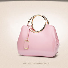 SYGA Leather Glossy Women's Bag Bride Wedding Handbag Women's One Shoulder Crossbody Stylish Bag(PINK)