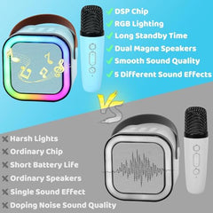 OTOOBEST Wireless Bluetooth Karaoke Microphone with HD Speaker & Flashing LED Lights | Rechargeable Portable Singing Mic for All People | Pink (Pack of 1)