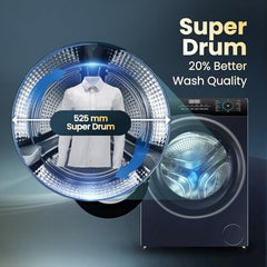 Haier 7 Kg 5 Star Powered by AI-DBT with PuriSteam, 525mm Super Drum Fully Automatic Front Load Washing Machine (HW70-IM12929BK, Inverter Motor with In-Built Heater, Black)