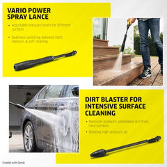 KÄRCHER K5 Power Control High Pressure Washer, 2100W, 145 Bar, 500 L/h Flow Rate, 10m Hose Pipe, Portable, Black